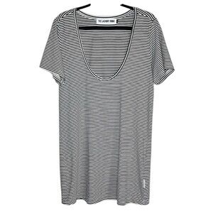 The Laundry Room black and white stripe deep scoop neck tee shirt dress